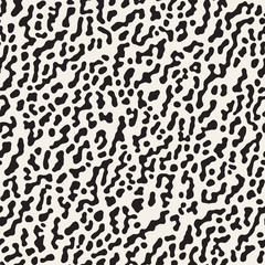 Vector Seamless Grunge Pattern. Black and White Organic Shapes. Messy Spots Texture.