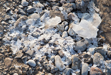 winter ice on the ground as a background