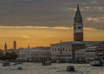 Beautiful sunset on the Piazza San Marco in Venice, Italy