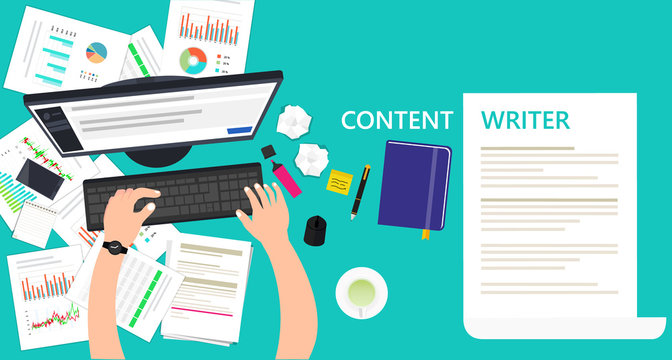 Content writer and copywriter workplace 
