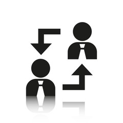 Business people team crowdy walk silhouette concept businesspeople group human resources over world map background vector icon