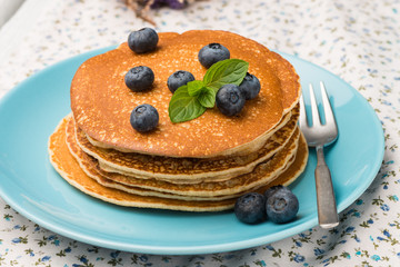 Pancakes with fresh blackberries