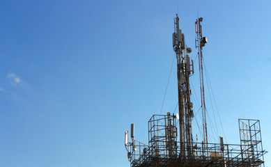 mobile antennas, on a background of blue sky