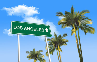 Naklejka premium Road sign - Los Angeles (3D illustration)
