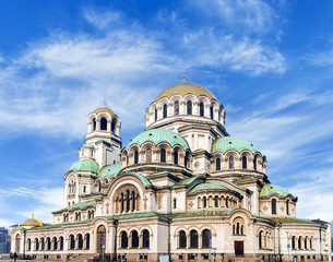 Beautiful view of Alexander Nevsky Cathedral in Sofia, the capital of Bulgaria