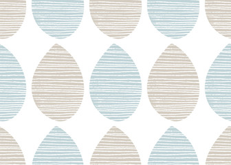 Seamless pastel nature vector pattern. Grey and blue leaves with lines on white background. Hand drawn abstract winter ornament