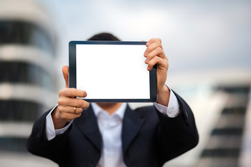 Businessman using tablet
