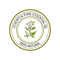 Feverfew, essential oil label, aromatic plant