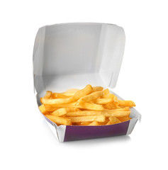 Delicious french fries isolated on white