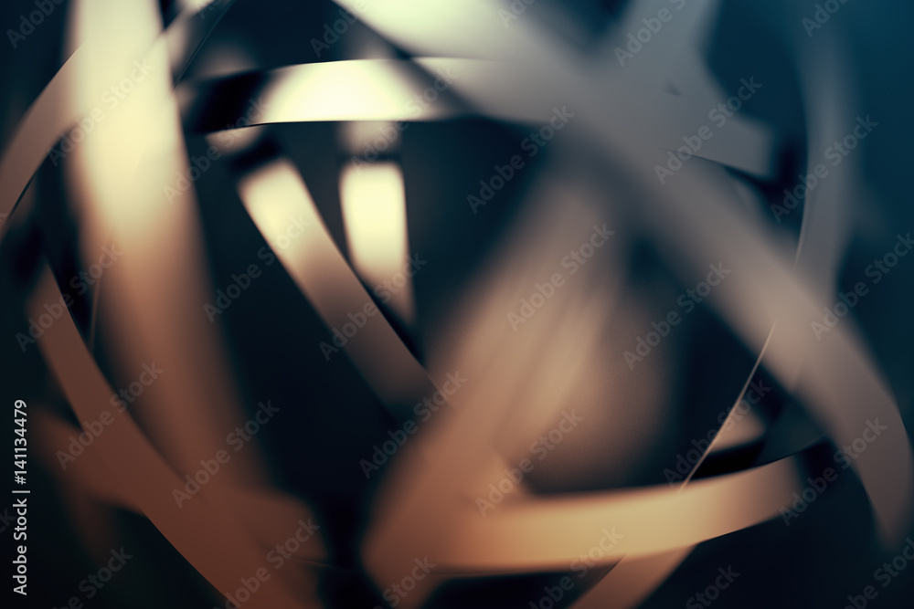 Poster abstract 3d rendering of futuristic background with bokeh, depth of field effect. blurred intersecti