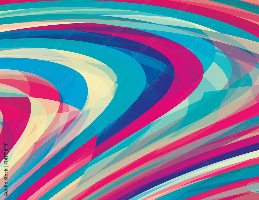 Poster Artistic background with swirl stripes. Vector pattern. CMYK colors