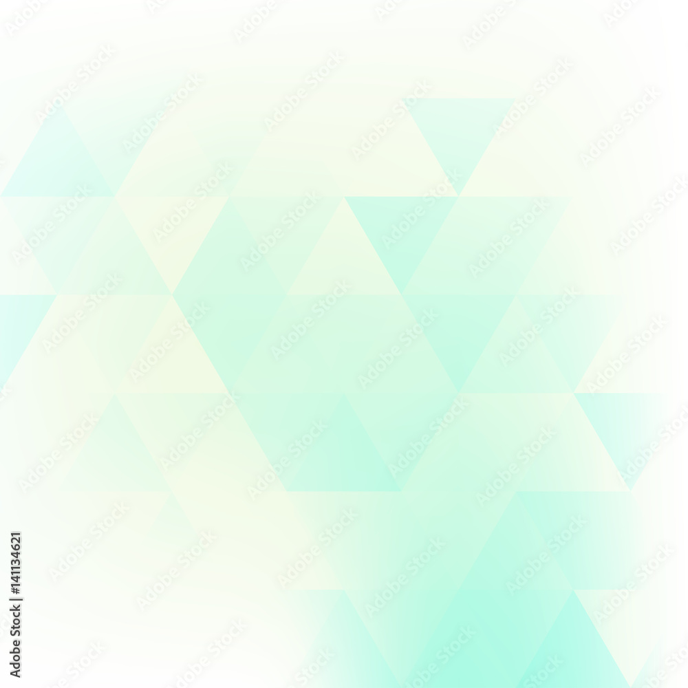 Poster Mint pattern. Abstract pale background textured by light cyan triangles