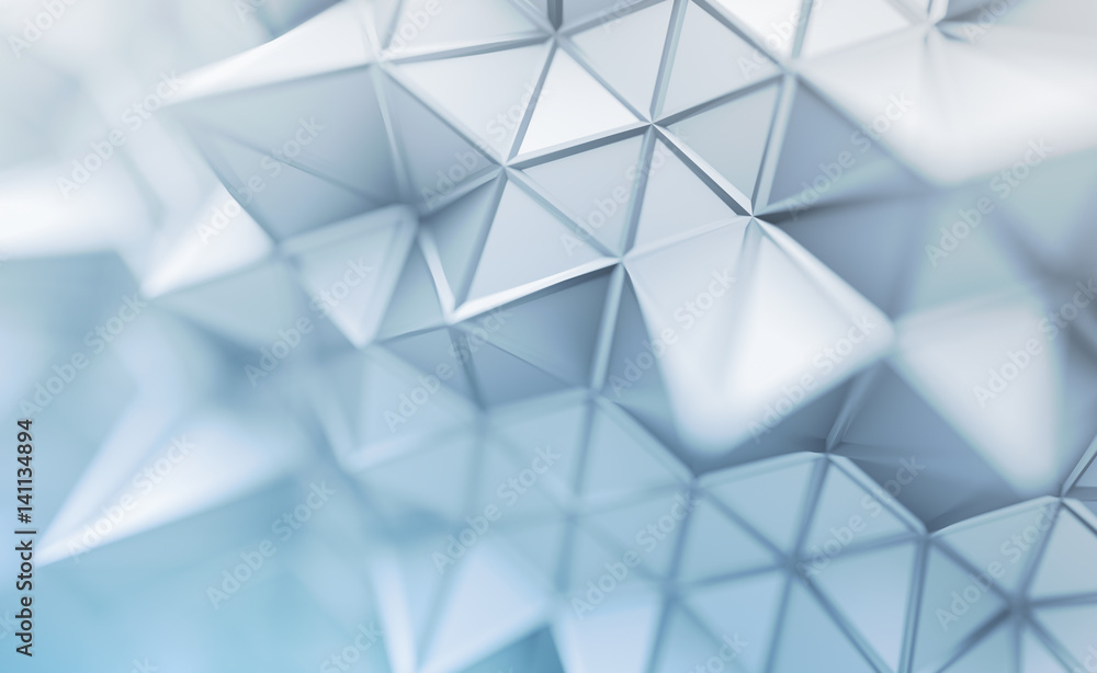 Poster abstract 3d rendering of triangulated surface. contemporary background. futuristic polygonal shape. 