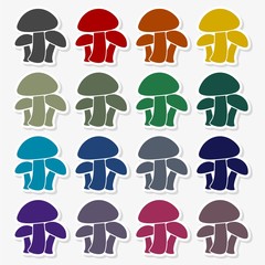 Mushrooms vector flat icons set - Illustration