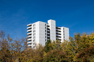 Fototapeta na wymiar White Concrete Apartment Building