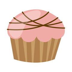 pink muffin with chocolate icon, vector illustration design