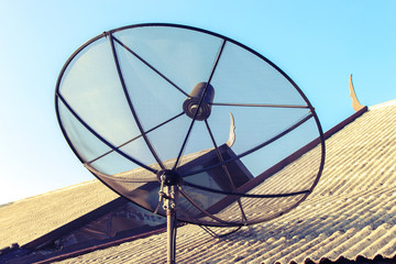 satellite on roof  vintage