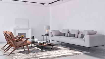 Modern living room. 3D rendering