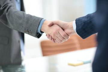 businessman shaking hands to seal a deal with his partner