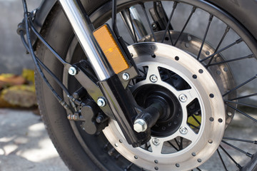 Front wheel of big bike motorcycle