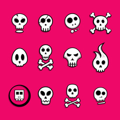 Skull icon set - vector illustration