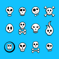 Skull icon set - vector illustration