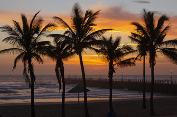 Fototapeta na wymiar Sunrise at North Beach, Durban, South AFrica