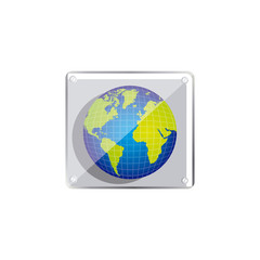 earth planet emblem icon, vector illustration design