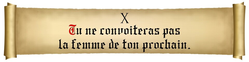 Parchemin. Décalogue, 10ème commandement 