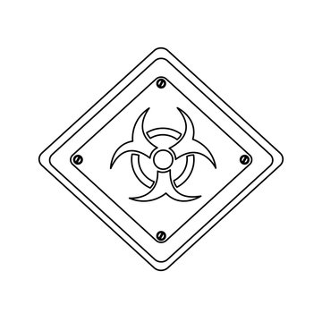 silhouette metal biohazard warning sign icon, vector illustration design