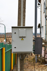 Electrical shield box on an electricity pole