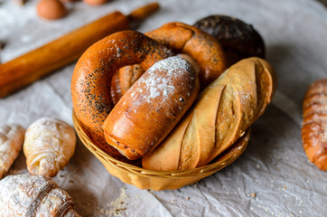 Still life of bread products