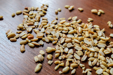 Peanuts spilled on the table