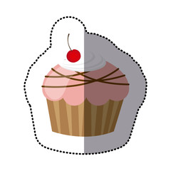 color muffin with chocolate and cherry, vector illustration design