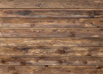 Naklejka premium Brown old wooden fence, wooden palisade background, texture of planks