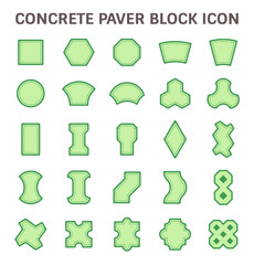 Concrete paver block floor vector icon set.