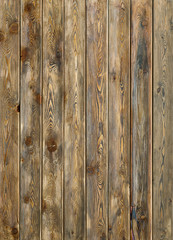 Fototapeta premium Brown old wooden fence, wooden palisade background, texture of planks