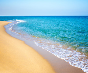 Fototapeta na wymiar beach background with sand, sea and sky