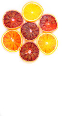 slices of fresh blood orange fruits food background texture