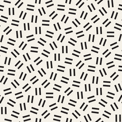 Geometric Scattered Shapes. Vector Seamless Black and White Pattern