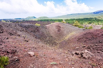 view of old crater of the Etna mount in Sicily