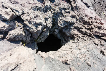 cave of old volcanic crater on Etna mount