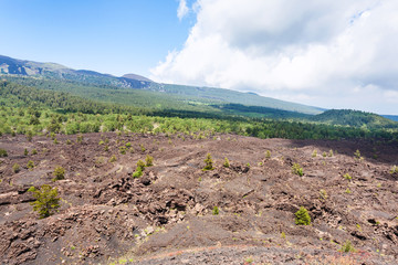 view of gentle slope of Etna volcano in Sicily