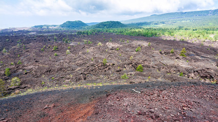landscape with slope of old craters of Etna