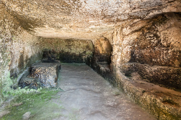 room in artificial cave of ancient Greek theater