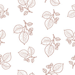 Seamless pattern with hazelnut tree branches.