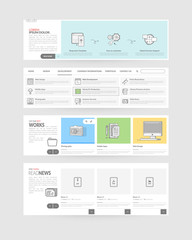 Website templates navigation elements with concept icons.