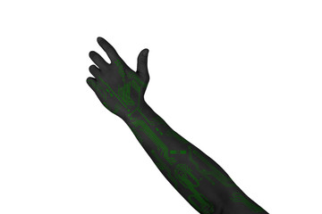 Gesture of Digital arm reaching to grasp objects.Clipping path inside.