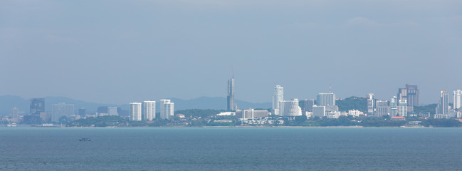 Fototapeta premium Panorama of Pattaya city, view from the sea