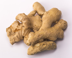 fresh ginger isolated on a white background